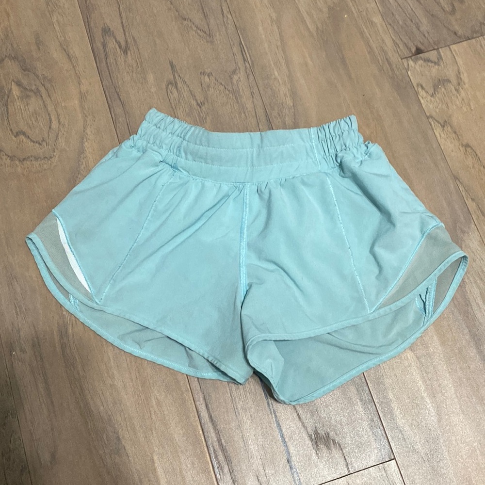 Light Blue Lululemon Hotty Hot Low Rise Lined Shorts 2.5" size 2